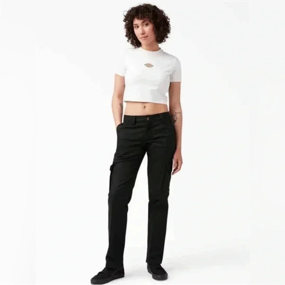 NWT Dickies Women's Stretch Cargo Pants Black Relaxed Fit Straight Leg Sz 16R - Picture 3 of 6